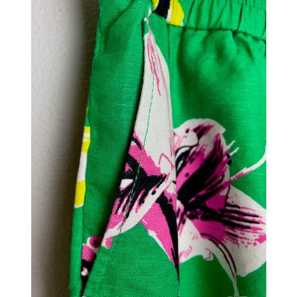J. Crew Green Floral Shorts Pockets Woman Size 0 Beach Vacation Resort Cruise - Picture 7 of 9
